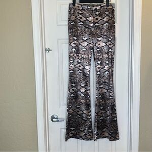 MILK & HONEY High Waist Snakeskin Flair Pants  Size Medium